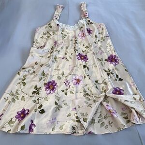 80s Inner Most Liquid Satin Nightgown Silky Glossy Beige Floral VTG‎ 1980s Sexy